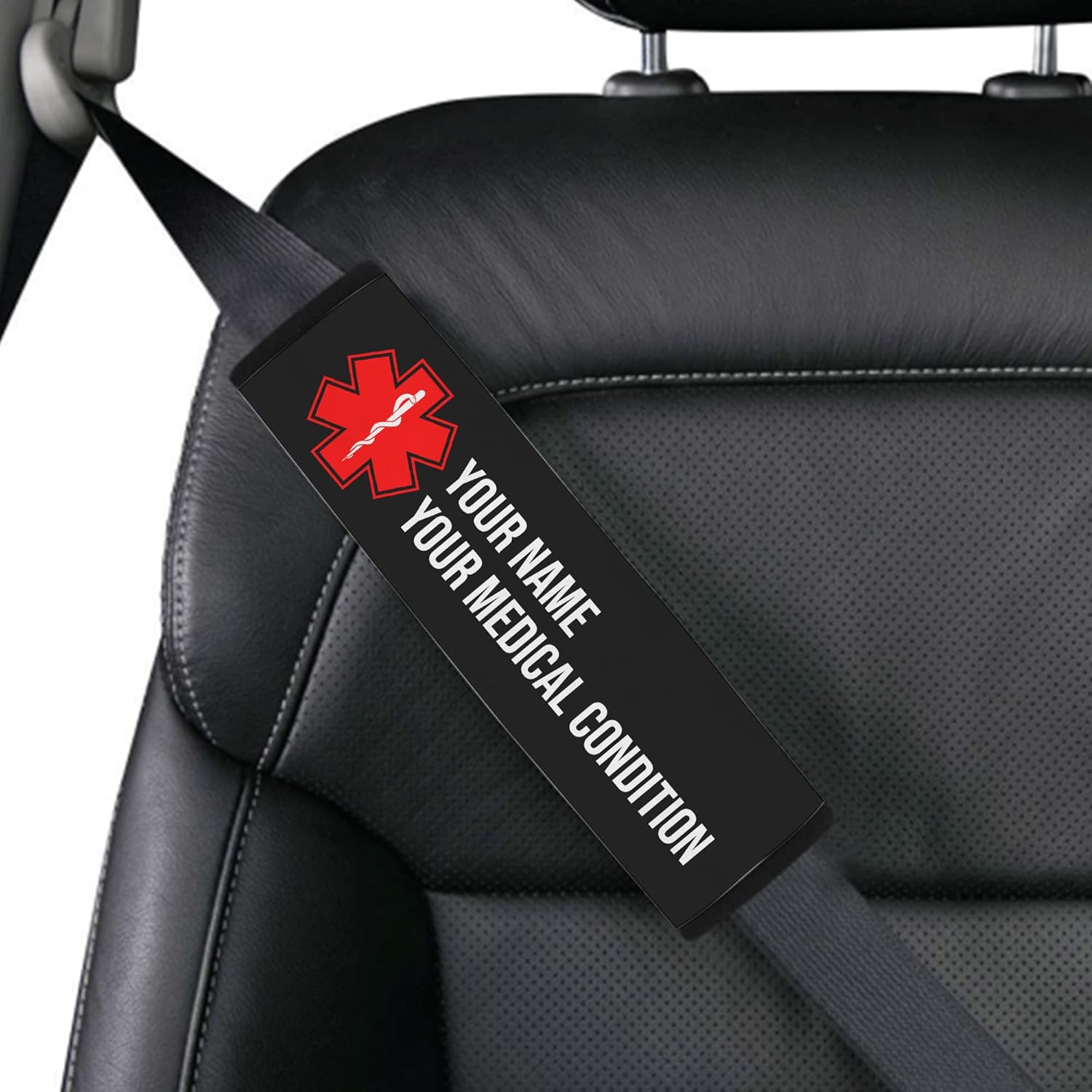 Custom Medical Alert Seatbelt Cover, Special Needs, Down Syndrome, Epilepsy
