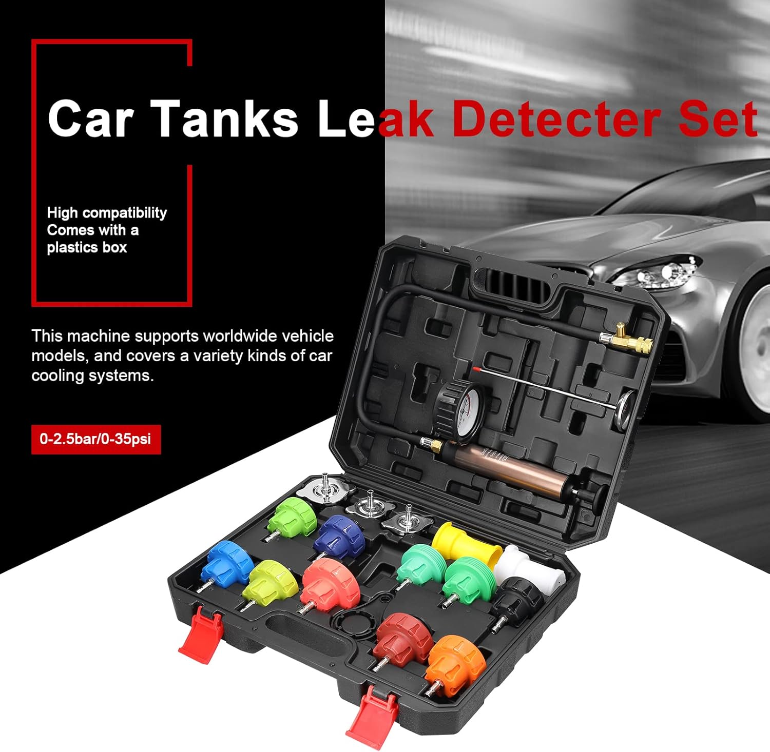 Universal car Tanks Leak Detection Automotive Leakage Detector Tool Radiator Water Pressure Tester auto air Conditioning Cooling coolant Vacuum Purge Tool kit