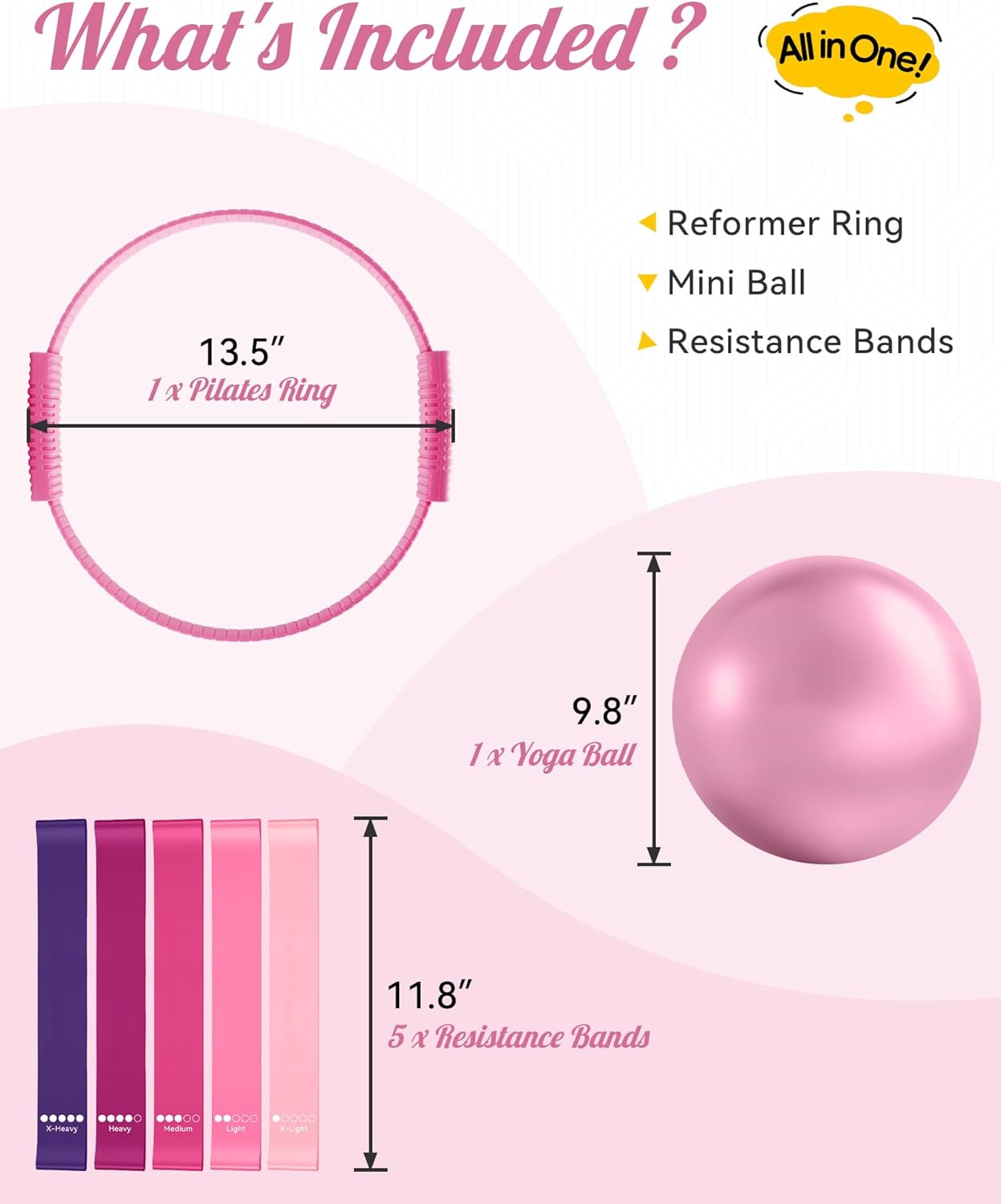 Pilates Ring, Silicone Magic Pilates Rings, Lightweight & Durable Flexible Fitness Circle Exercise Equipment for Toning Arms, Thighs,Legs, Core,Yoga & Physical Therapy