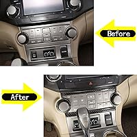 Vista 2 de LLKUANG Para Toyota Highlander 2009 2010 2011 2012 2013 Real Fibra de Carbono Adhesivo 3D Interruptor de Aire Acondicionado Marco de Control