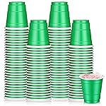 Roshtia 100 Pack 2 oz Christmas Plastic Shot Cups, Mini Disposable Shot Glasses 2 oz Party Cups for Wedding Christmas Winter Party, Beer Taste Serving, Snacks(Green)