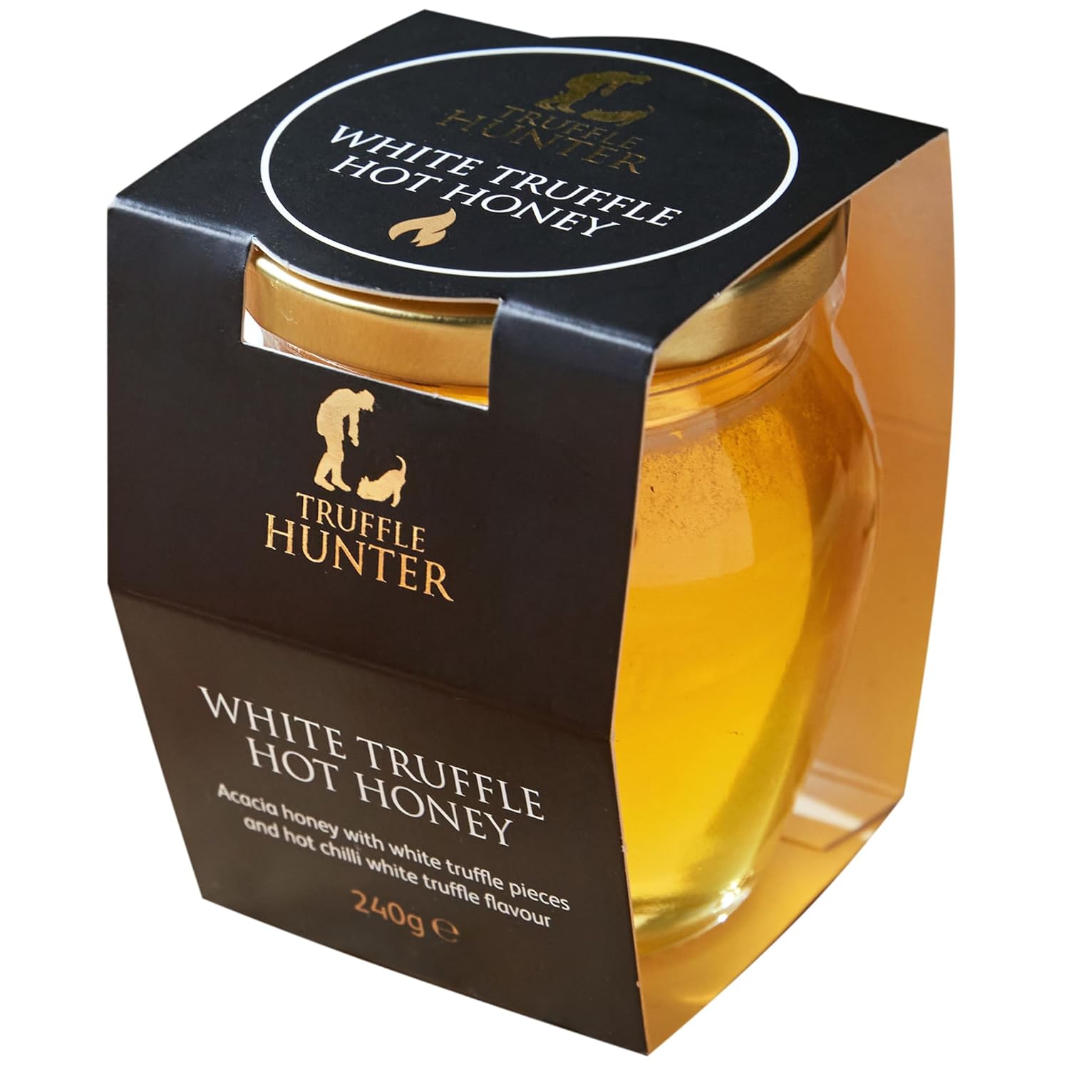 TruffleHunter - White Truffle Hot Honey - Acacia Honey with Truffle Pieces & Chilli Condiment - 8.46 Oz