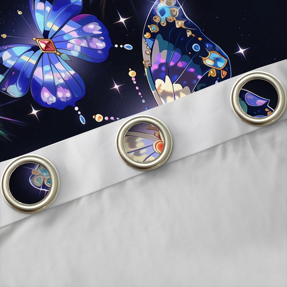 Homewish Set di 2 tende oscuranti a forma di farfalla con diamanti, 132 x 228 cm, 2 pannelli, con stelle scintillanti, colorate, delicate e delicate, tende per finestre con animali da sogno per camera
