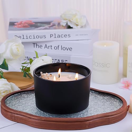 Miniatura 50 de CONNOO Paquete de 6 tarros de vela de vidrio esmerilado de 24 onzas, múltiples mechas de boca ancha, recipientes vacíos a granel para hacer velas