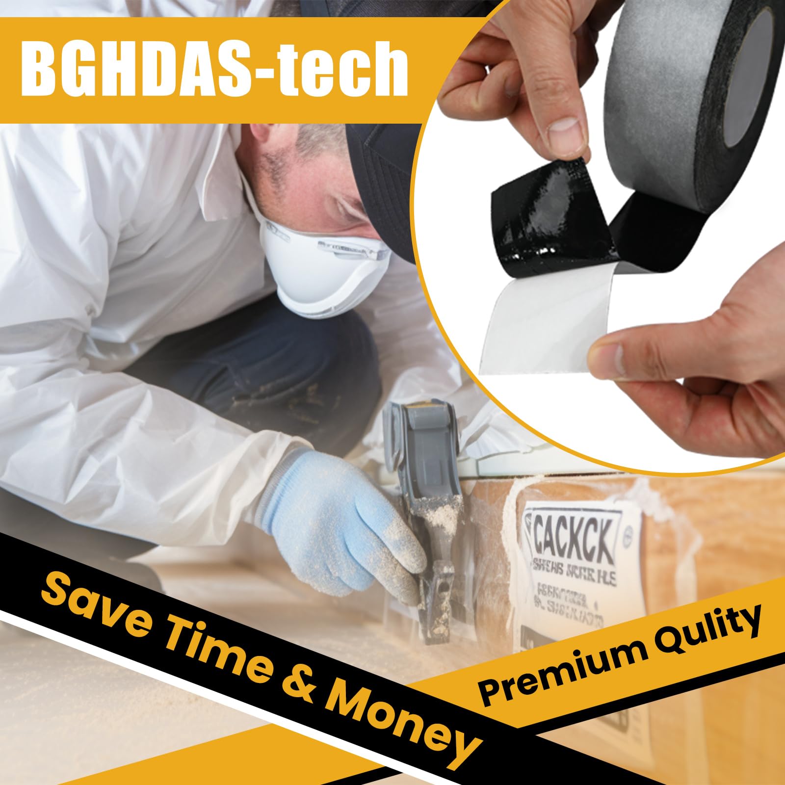 Bghdas - Paquete de 3 cintas selladoras de butilo de 2 pulgadas x 90 pies, doble cara, cinta de butilo de barrera de vapor negra para pared de espacio de arrastre, ventanas de caravana, barco de