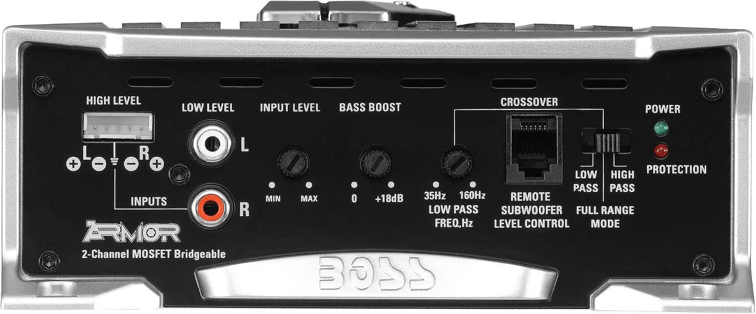 BOSS Audio Systems AR1600.2 2 Channel Car Amplifier - 1600 Watts, Full Range, Class AB, 2-4 Ohm Stable, Mosfet Power Supply, Bridgeable