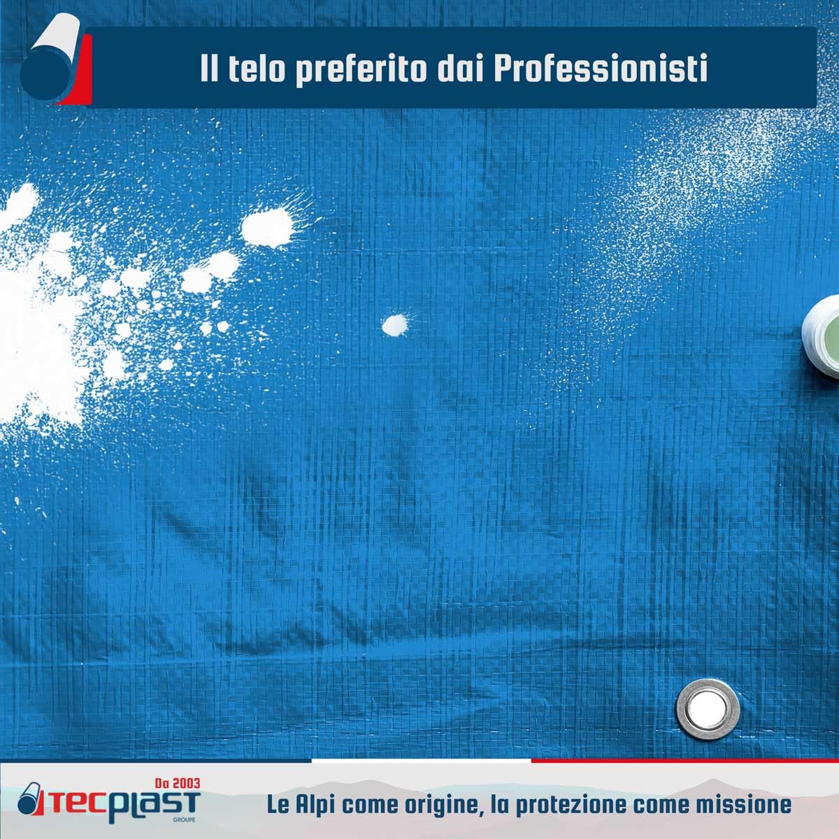 Telo di protezione Pittura 8x12 m - TECPLAST - SR150PE - Blu e Verde - Alta Qualità - Telo protettivo Vernice per pavimenti e mobili