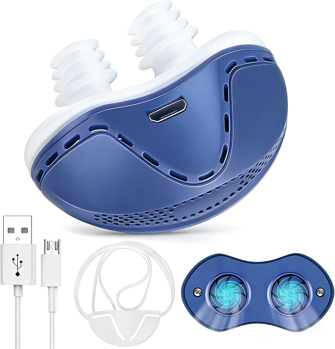 Anti Snoring Devices, Electric Anti Snoring Device, Effective Snoring Prevention, Sleep Apnea Devices for Men and Women, Adjustable Wind Speed, Suitable for All Nose Shapes, Blue