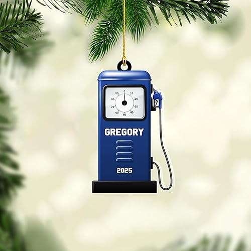 Miniatura 4 de Adorno de Navidad personalizado con bomba de gas, decoración retro personalizada para árbol de vacaciones, recuerdo único para trabajadores de
