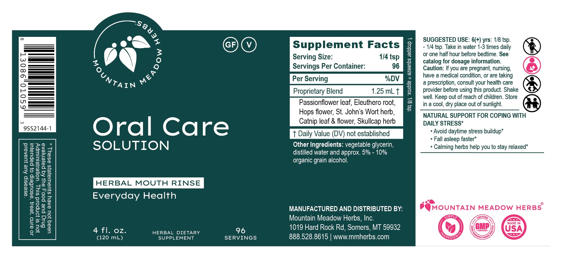 Oral Care Solution - 4 oz - Dental Health Support