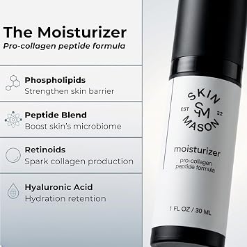 Pro-Collagen Face Moisturizer - Peptides, Ceramides, Hyaluronic Acid, Vitamin C, for dry skin, reducing fine lines and wrinkles, and boosting collagen - Light weight and non-greasy