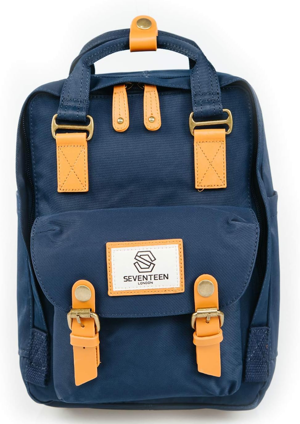 SEVENTEEN LONDON - Marylebone Classic Unisex Waterproof Backpack for College School Travel Luggage Bag - 10.9" Padded Tablet Sleeve (Navy, Mini)