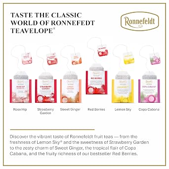 Ronnefeldt Teavelope Red Berries Hibiscus Rosehip Fruit Tea with Raspberry & Strawberry Flavor 25 Berry Herbal Tea Bags Caffeine Free & Individually Wrapped