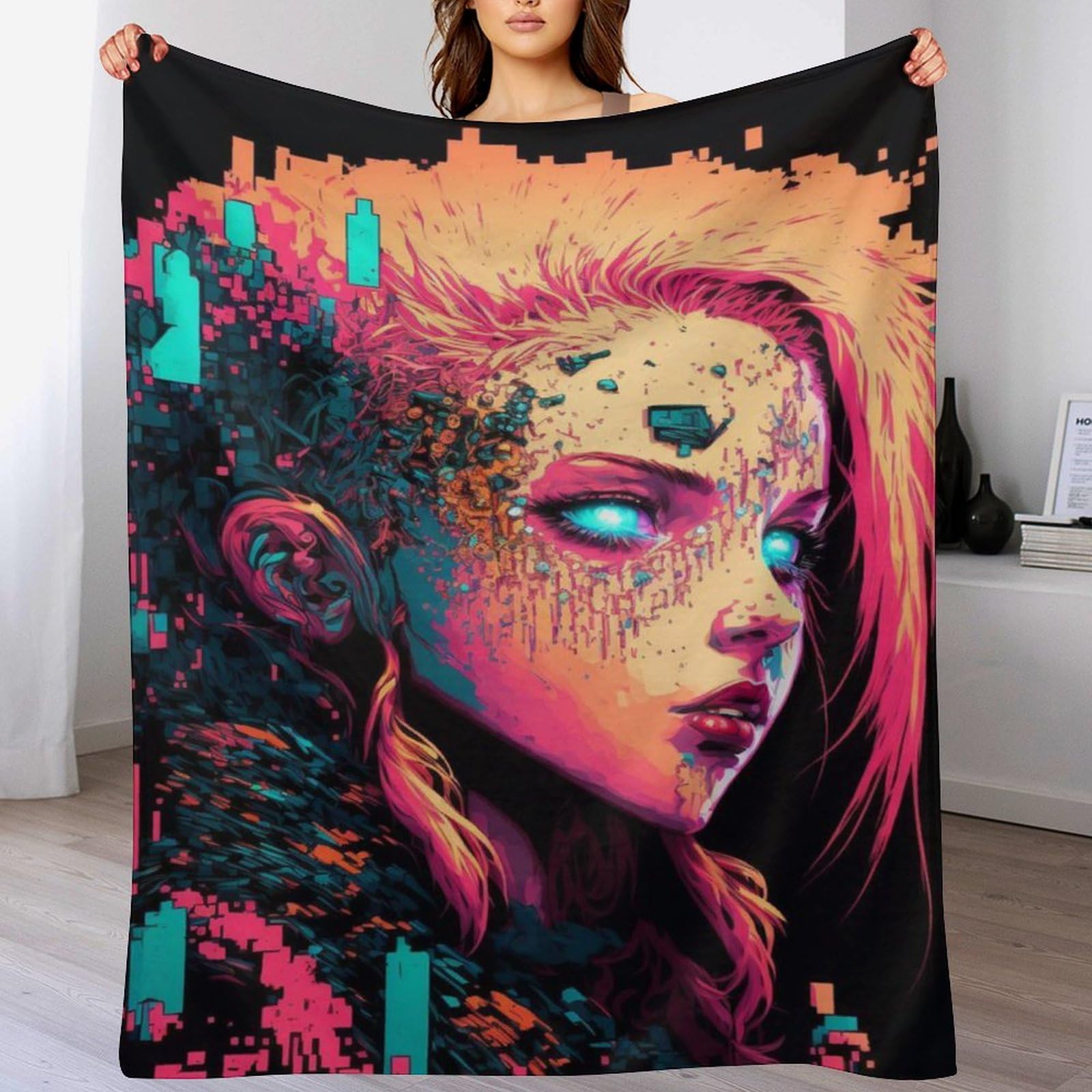 Couverture fille mécanique en flannel douce et chaude pour fauteuil de chambre