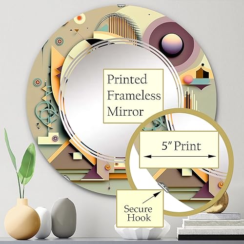 Miniatura 8 de Espejo de pared moderno, espejo ovalado moderno, espejo de baño redondo morado, espejo de tocador geométrico abstracto Pastel Deco Artistry II