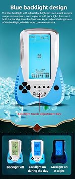 Blue backlit Block Game Console 3398 in 1 Retro Nostalgia Racing/Tank Battle/Snake Pocket Puzzle Game Console Handheld Portable Brick Toy Console Gifts for Teenagers/Children (Blue)