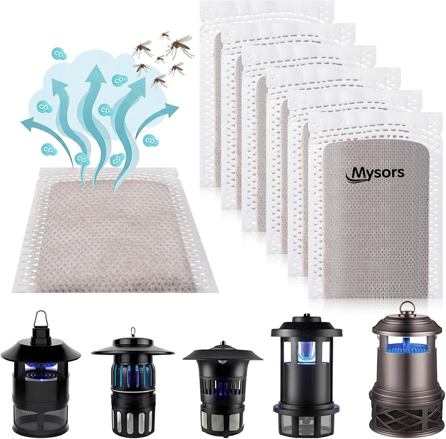 Mosquito Attractant Refills CO2 Scent Lure for Indoor Outdoor Boost Trap Catch Rates Mosquito Traps Compatible with DynaTrap Other Zappers Safe, Long Lasting 65 Days Protection