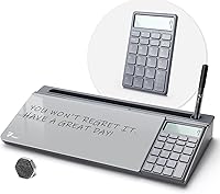 Vista 103 de TOWON Desktop Glass Whiteboard with Basic Calculator, 12 Digit LCD Display, Desk Organizers with Accessories for Office, Home, School Supplies