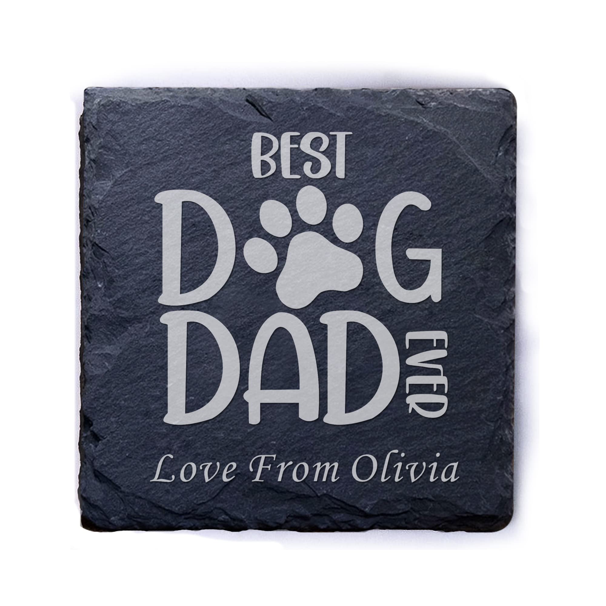 Personalised Coaster Slate Coasters for Dad for Fathers Day Dog Dad Gifts Engraved Coaster for Dad Daddy Stepdad Him Men Brithday Christmas Coasters Best Dog Dad Ever — image 1