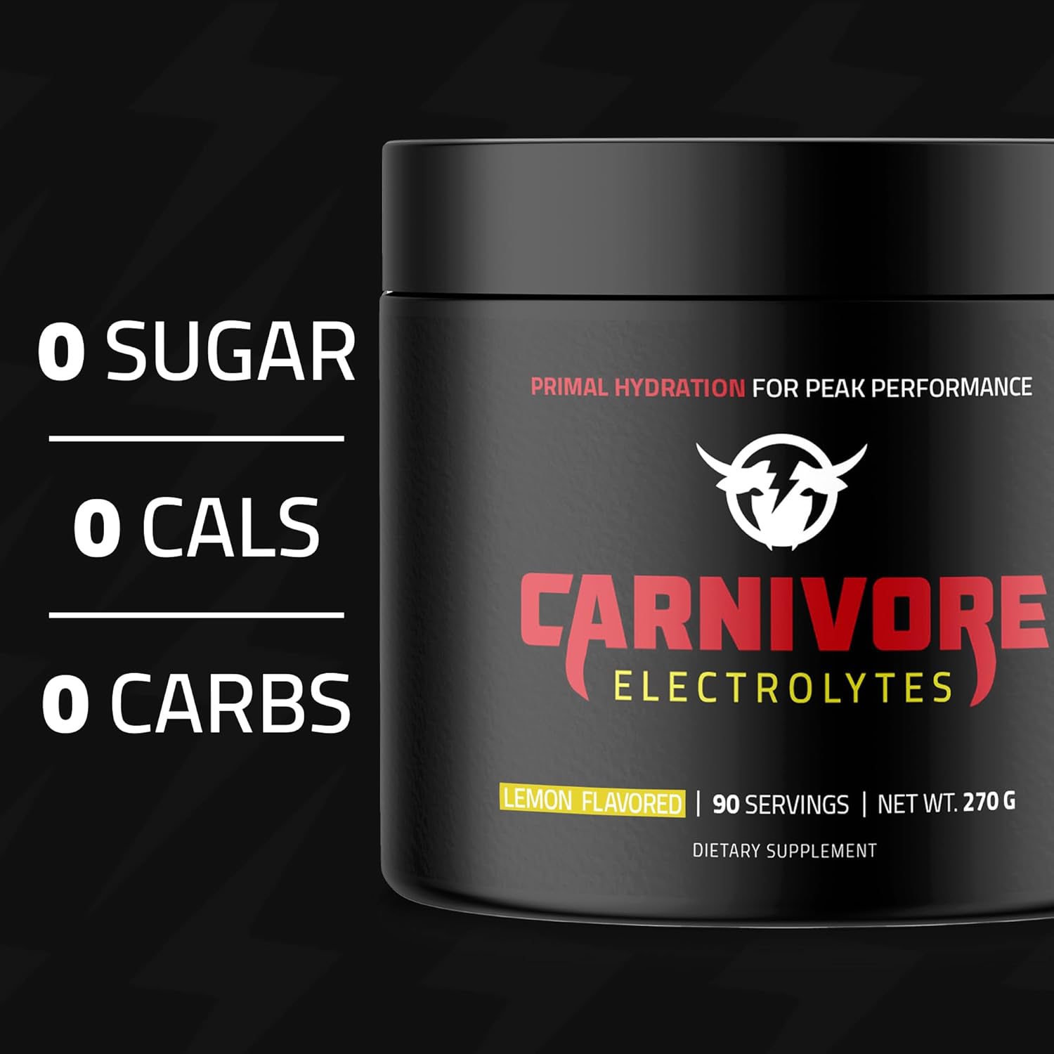 Carnivore Electrolytes Keto Electrolytes Powder - Premium Hydration for Balanced Support and Optimal Energy - Zero Sugar, Zero Calorie Electrolyte Powder for Daily Use - 90 Servings (Lemon Flavored)
