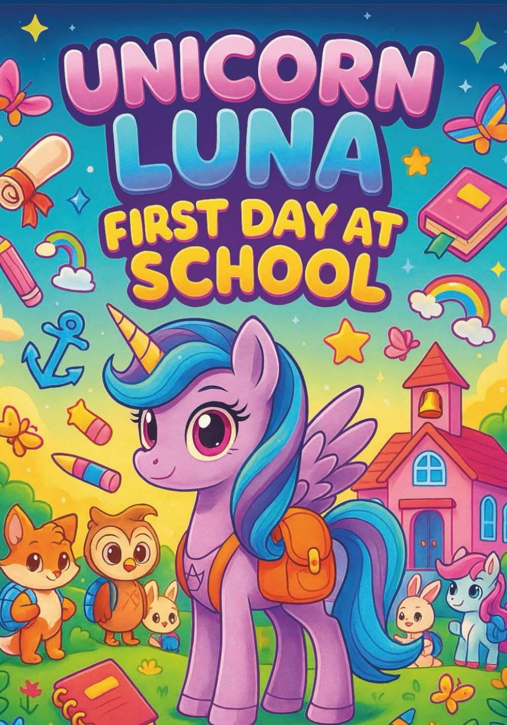 Unicorn Luna: First Day at School – Cute and Fun Coloring Book for Kids | 100 Adorable School-Themed Pages with Unicorns, Friends, and Class ... Book for Girls (Luna The Unicorn Adventures)