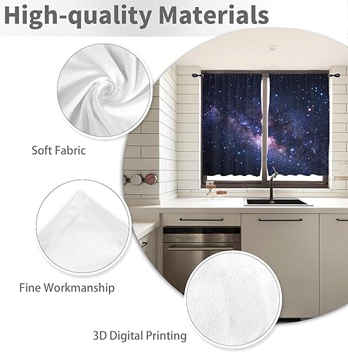 Miniatura 3 de Cortinas de cocina con diseño de galaxia de 27.5 pulgadas de ancho x 39 pulgadas de largo, pequeñas noches estrelladas, espacio exterior, universo