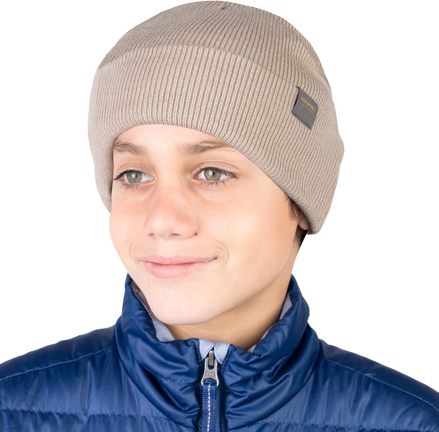 MERIWOOL Kids’ Beanie - Merino Wool Ribbed Knit Winter Hat for Boys and Girls - Image 3