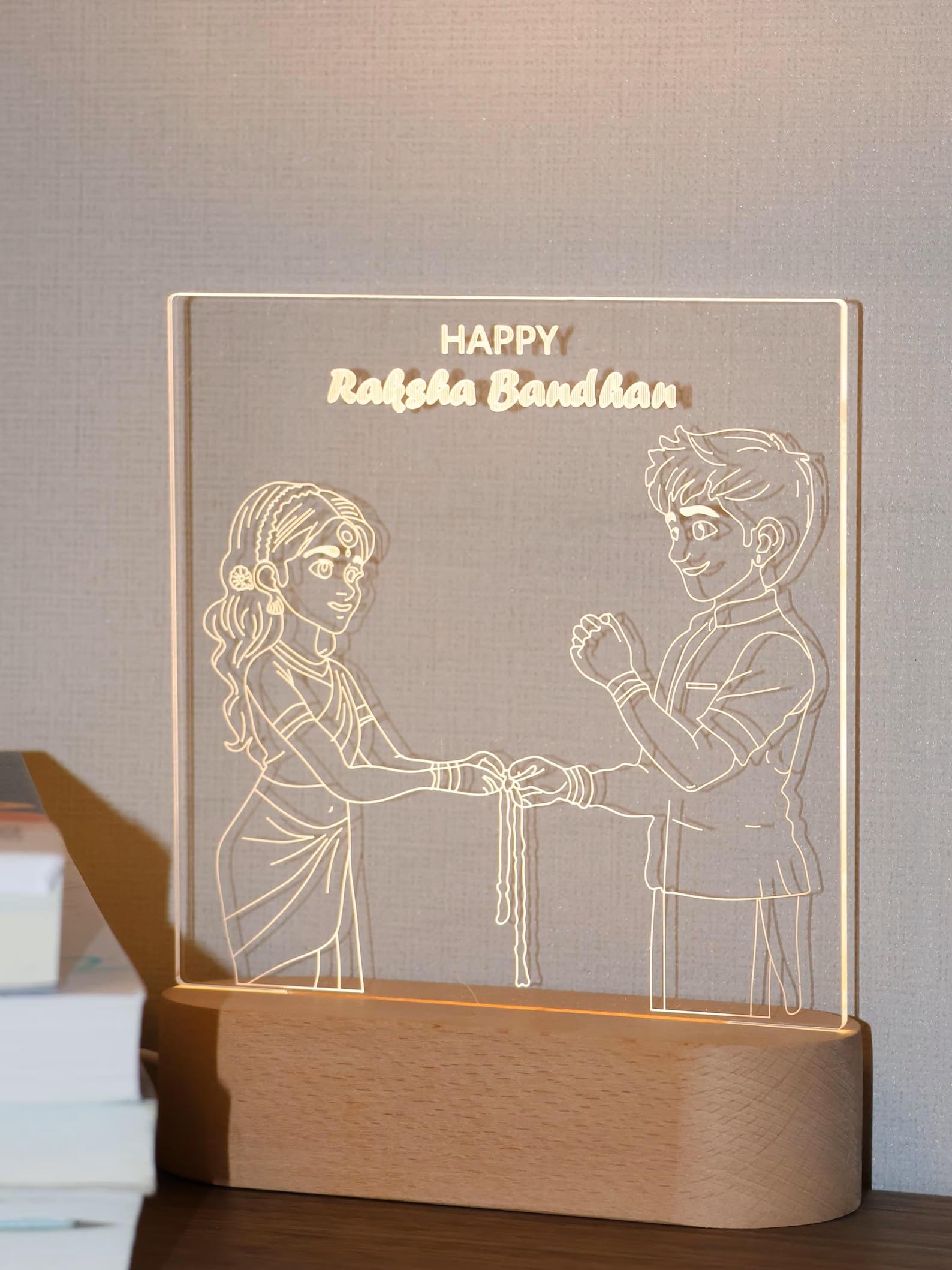 THE GRANDEUR Acrylic Rakhi Gift for Sister - Personalized Name Engraved Lamp | Customized Rakshabandhan Gifts for Sister 3