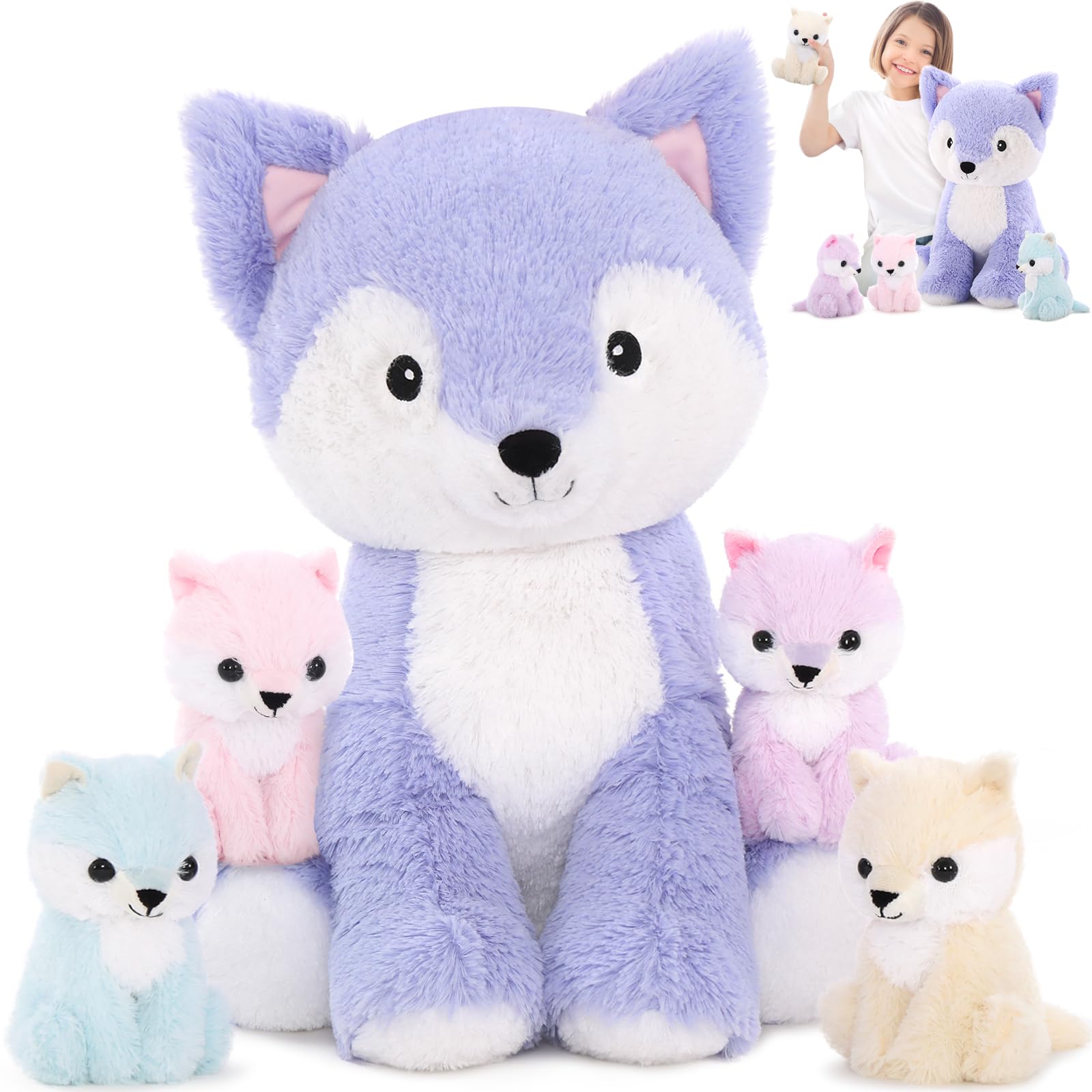 MorisMos Unicornio Peluches Gigante, 50cm Mamá con 3 Kawaii Bebés, Realistas Suave Juguete de Peluche Grande Regalos para Niñas, Niños, Cumpleaños Navidad — view 8
