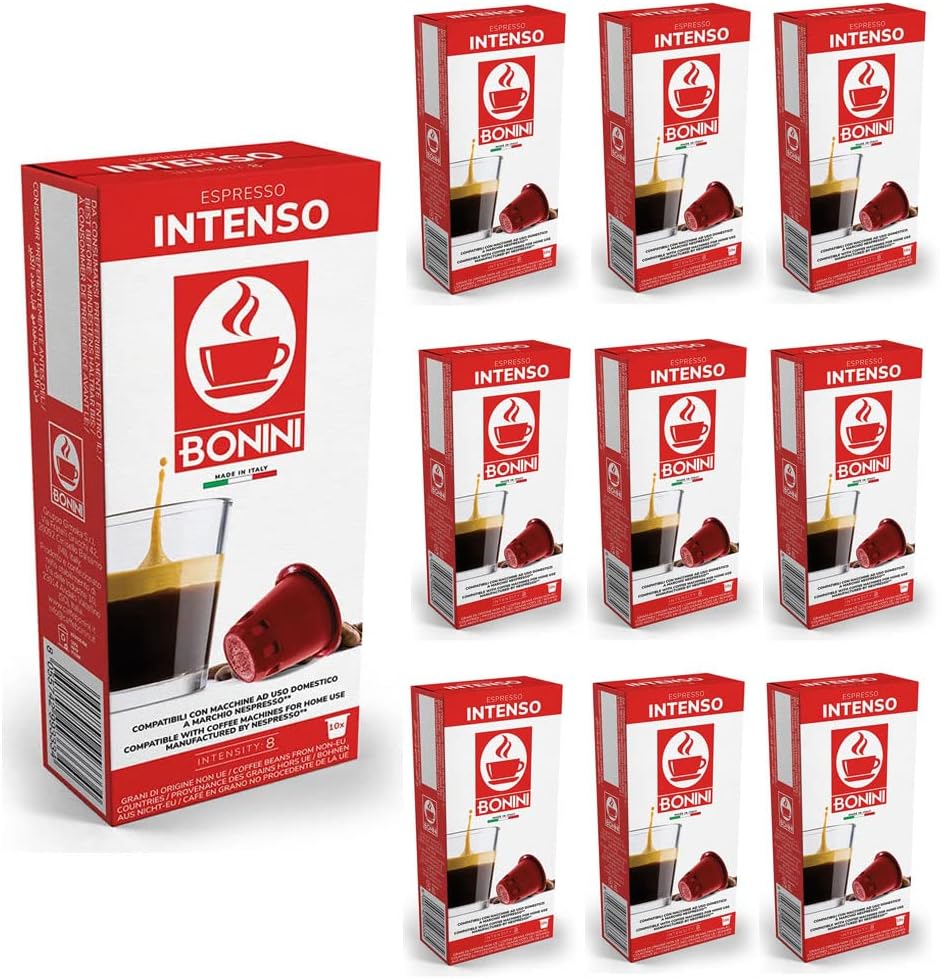 Coffee Pods, Nespresso Compatible INTENSO Coffee Pods, 10 Packs Coffee Capsules/Pods. Each Pack 10 Pods Total 100 Pods. 100% Italian coffee
