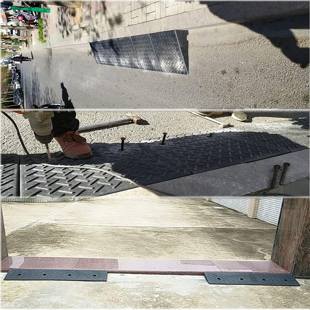 Home Portable Anti-Slip Wheelchair Ramp for 4-8cm Height Steps, Heavy Duty 11000 lb Load Capacity Threshold Ramps Car Curb Ramps, Black