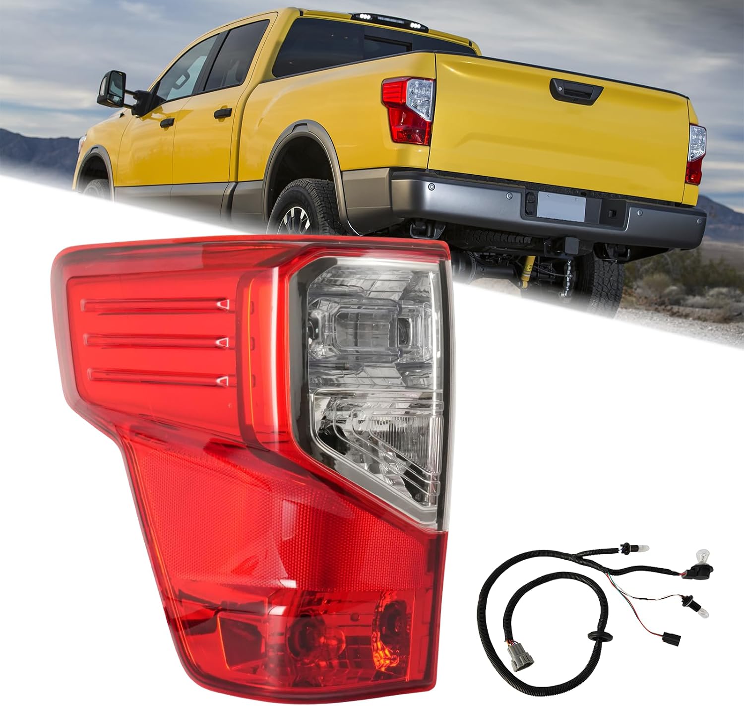 LH Halogen Type Tail light Assembly Fit for 2016-2023 Nissan Titan Rear Lamp Left Driver Side With Bulbs Not Included Brake Light Bulb 26555-EZ23D NI2801212 3151988R3AS