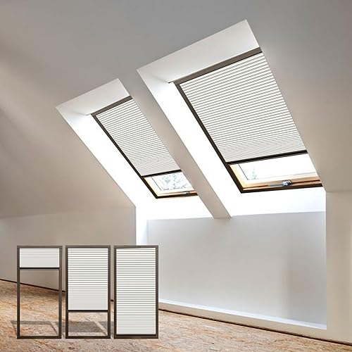 Vista 42 de Skylight Shades Cordless Cellular Blinds 100% Blackout Honeycomb Shade for Ceiling Roof Inclined Plane Room Windows Custom Size Dark Coffee