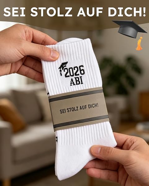TUZELIYA Abitur Socken 2026, ABI 2026 Geschenke für Junge Mädchen - Abi Glücksbringer Socken mit Spruch „Weil ich's kann!“ - Unisex Baumwolle EU 38-46 - 5