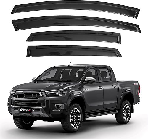 Miniatura 195 de IG - Visera para ventana de automóvil, protector contra la lluvia, el sol y el viento, con cinta adhesiva, deflector extraduradero para ventana