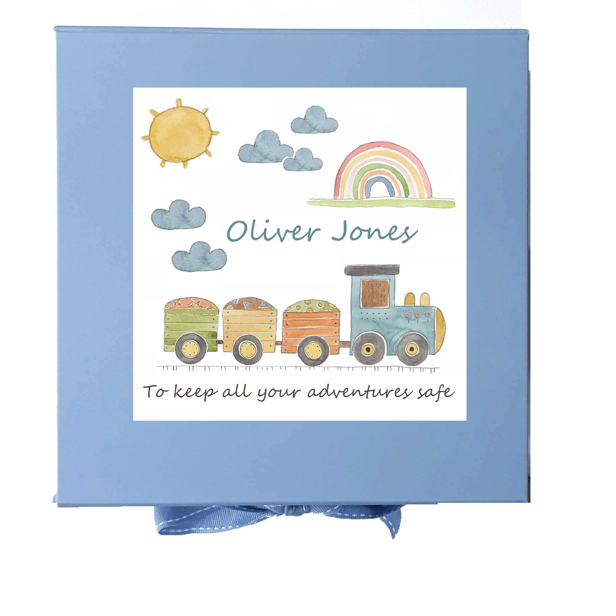 Personalised Baby Boy Keepsake Memory Box – Blue A4 Magnetic Closure Gift Box – Custom Name & Birth Details – Christening, New Baby, 1st Birthday Memory Box