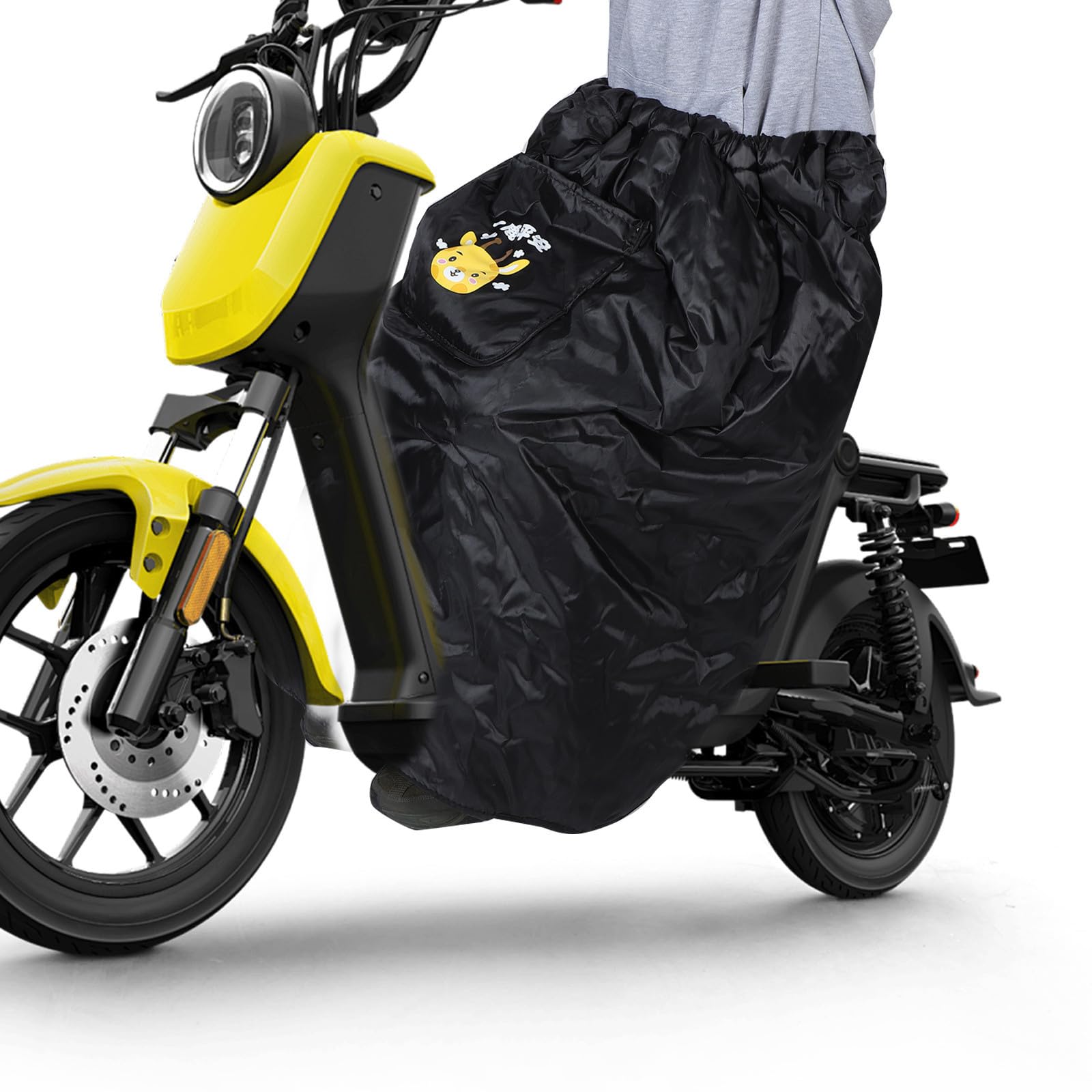 PRETYZOOM Tablier de Jambe en Coton Peluche Noir pour Trottinette Électrique Résistante Pluie et Vent Protection Le Froid Vent, Housse Pare-Brise pour Usage Extérieur