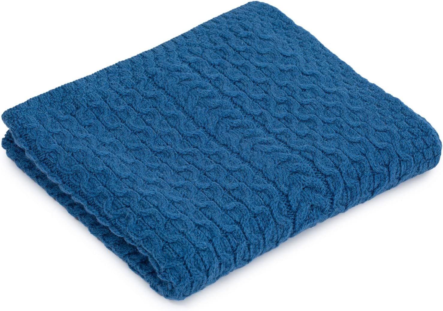 SAOL Bed Throw Blanket Irish Aran 100% Soft Merino Wool 60x36 Inches (Teal)