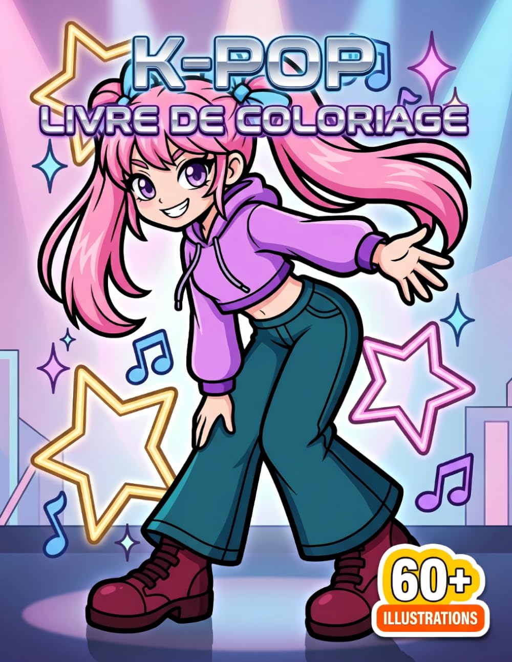 Livre de coloriage K-Pop: Une Collection De 60+ Dessins Charmants Inspirés Par La Scène Musicale Coréenne Pour Jeunes Fans