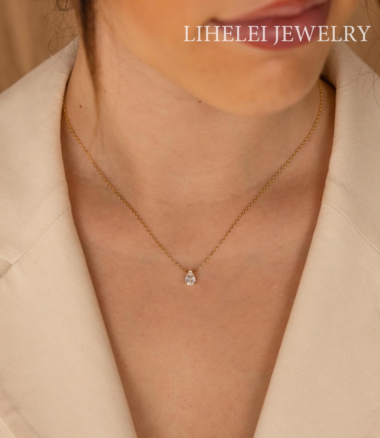 Diamond Pendant Necklaces for Women, Dainty 18k Gold/White Gold Plated Necklace, Gold/Silver Simple Choker Necklaces for Women, Trendy Jewelry Gifts - Image 3