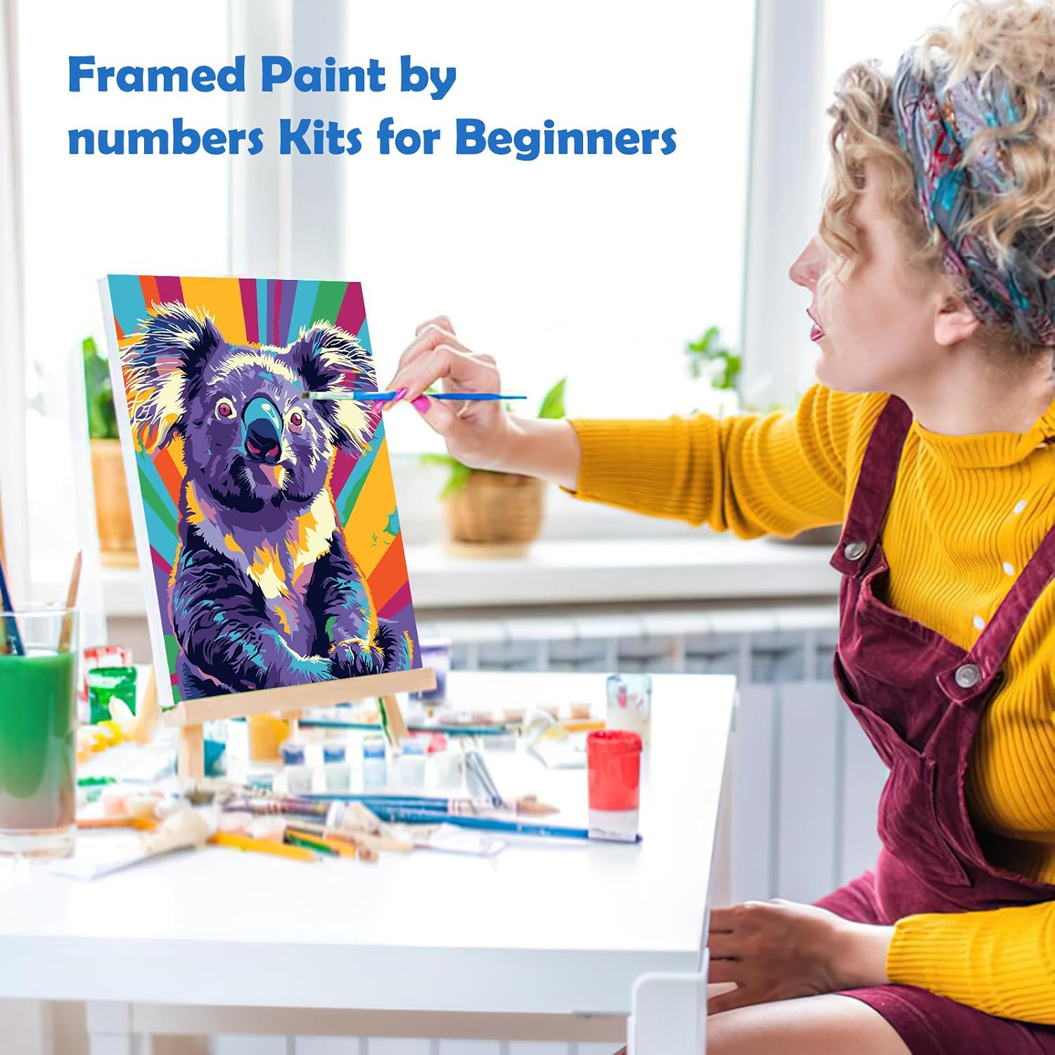 MOGTAA Koala Paint by Numbers Kit for Adults Beginners with Frame, Animal Adult Paint by Number Kits on Canvas with Easel, Easy DIY Oil Painting Kits for Home Decor, 8x12in image 4
