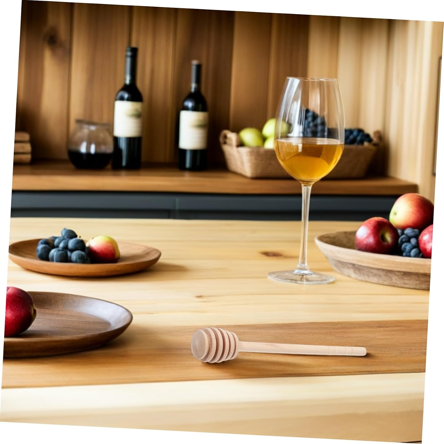 POPETPOP Honey Portable Mixing Dipper for Sticks 40pcs and Wooden Syrup with Design Dispensing and Farmhouse Decor for Jam