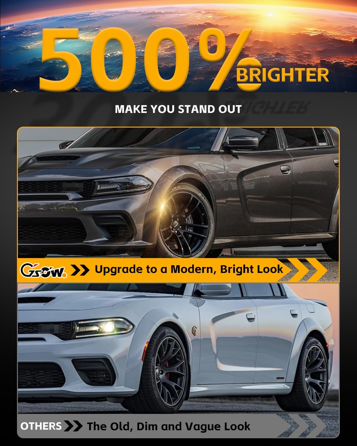 4 PCS Front Rear LED Side Marker Lights Assembly for Dodge Charger 2015 2016 2017 2018 2019 2020 2021 2022 2023, Smoked Lens Front Rear Bumper Marker Lamps, Amber & Red LED Light