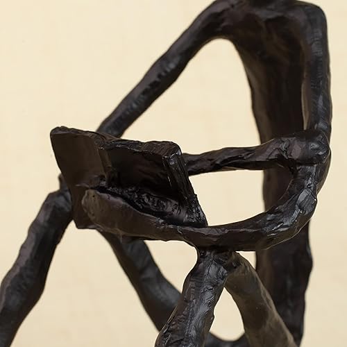 Miniatura 7 de R REALONG Black Thinker - Estatua de lectura abstracta, figuras coleccionables de estilo moderno de metal de 6.3 pulgadas, adorno de meditación para