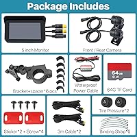 Vista 8 de DVR de motocicleta: Apple Carplay inalámbrico, Android Auto, TPMS, cámaras Dual HD 1080P, GPS, sensor G, Siri y Google Voice, pantalla táctil IPS