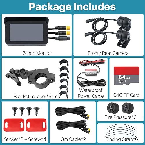 Miniatura 8 de DVR de motocicleta: Apple Carplay inalámbrico, Android Auto, TPMS, cámaras Dual HD 1080P, GPS, sensor G, Siri y Google Voice, pantalla táctil IPS de