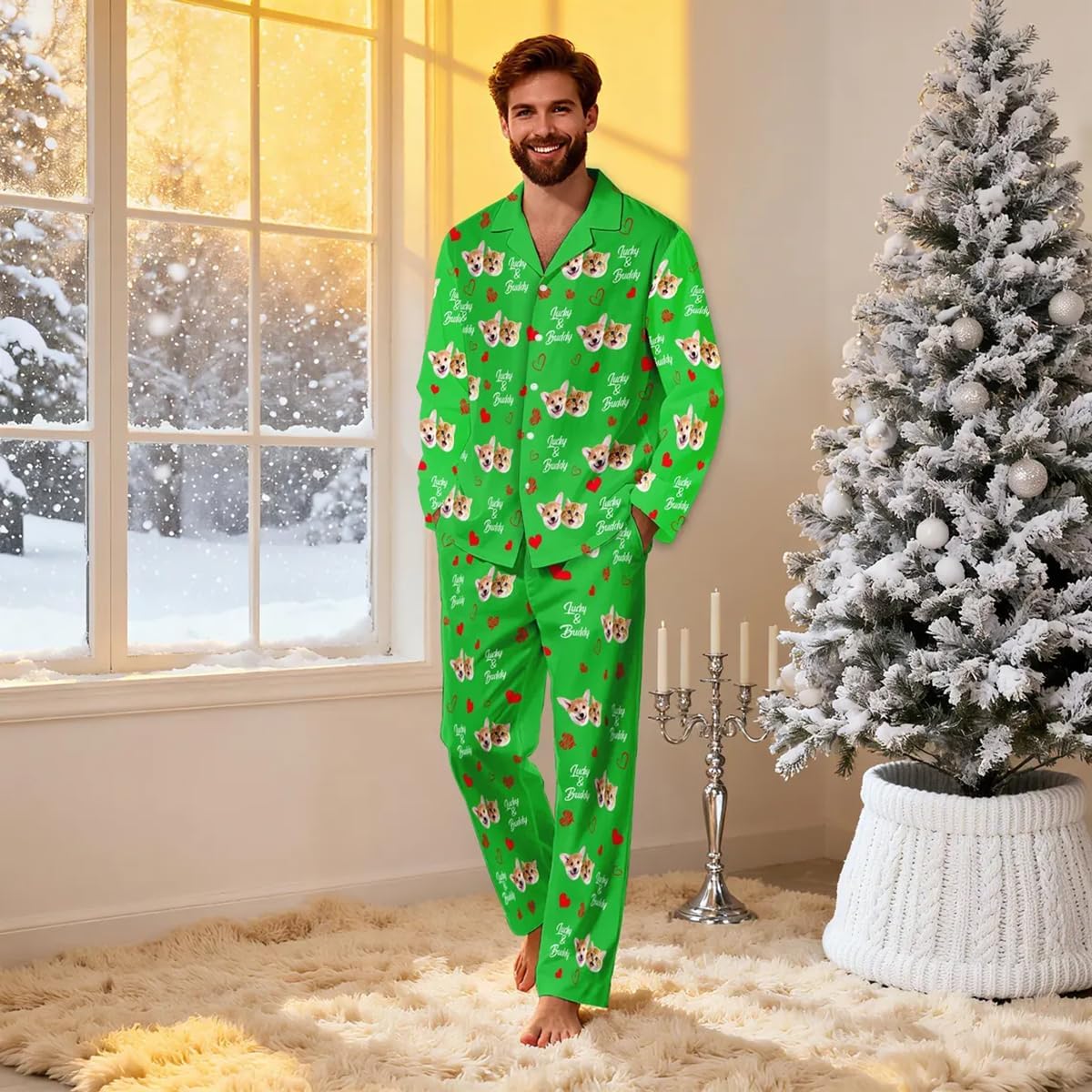 Custom Picture Face Pajama Set: Personalized Photo Pajamas, Pet Faces On Sleepwear, Pictures Nightwear