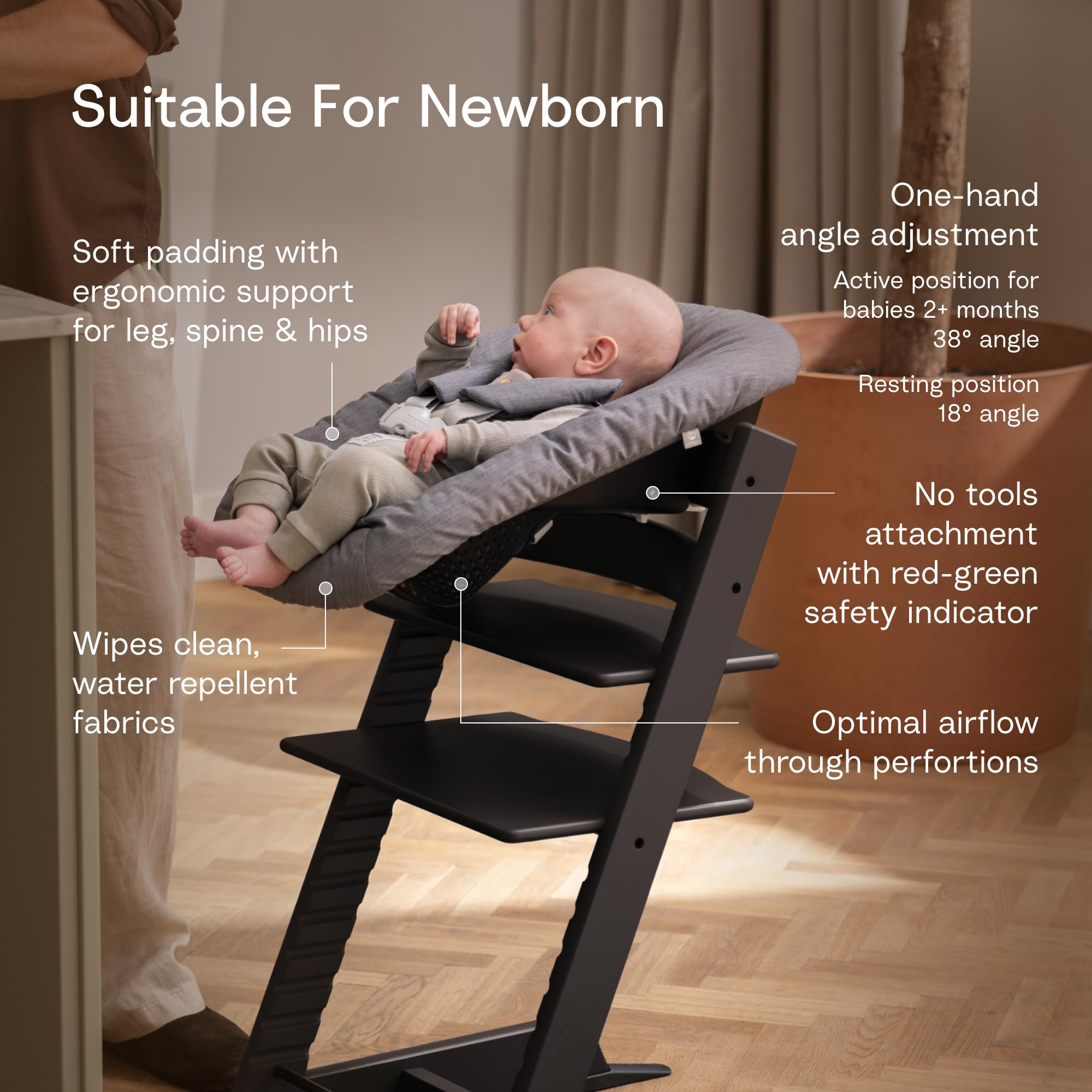 Amazon.com : Stokke Tripp Trapp High Chair with Newborn Set and Tray, Black/Anthracite