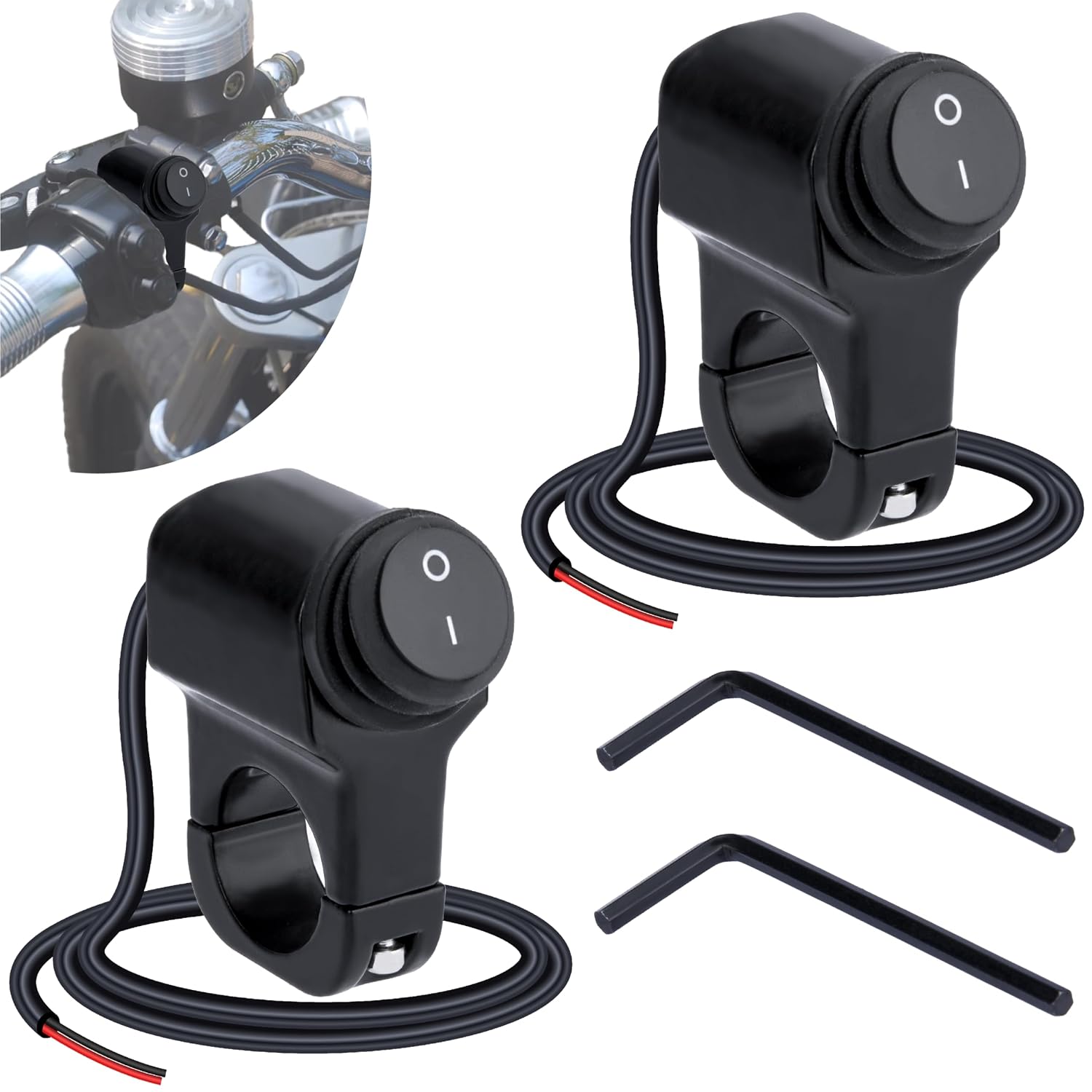 2 PCS Motorcycle Handlebar Switch 12V, Waterproof Motorcycle Light Toggle Switch, Aluminum Alloy ATV Light ON Off Switches, for Motorcycle ATV UTV Scooters, Fits 7/8" Handlebars (22mm)