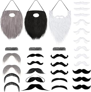 Syhood 32 Pcs Fake Mustaches Self Adhesive Novelty Fake Beard | Costume Mustaches Stickers Bulk for Halloween Cosplay Decor, Masquerade Party Accessories, Funny Fake Facial Hair for All Age